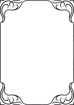 Vertical decorative border featuring elegant swirls, framing an empty space. Perfectly suited for classic style invitations or announcements, enhancing any design with vintage charm
