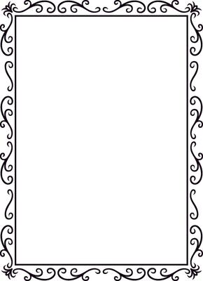 Decorative vintage border with elegant swirls and curls framing an empty white space, perfect for adding a touch of classic style to any design project