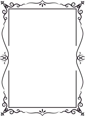Ornate swirling lines and flourishes create a sophisticated vintage frame, providing an elegant border around a blank white area, perfect for adding text or images