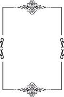 Rectangular frame featuring elegant floral ornaments at each corner and along the sides, providing a sophisticated border for various design applications vector