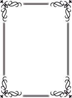 Elegant black rectangular border with decorative swirls in the corners framing an empty white space, ideal for certificates, invitations or announcements vector