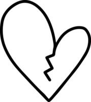 Simple and stylized drawing of a broken heart, representing a painful romantic separation, divorce, or difficult moment in a love relationship vector