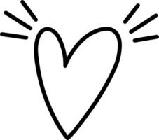 Black outline of a heart shape with short diagonal lines radiating from the top corners, creating a simple yet expressive symbol of love, care, and positive emotions vector