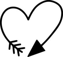 Simple, yet elegant, hand drawn heart is pierced by Cupid's arrow, symbolizing love, romance, and Valentine's Day, perfect for various design projects vector