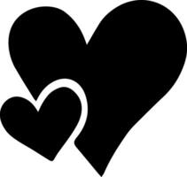 Two black overlapping hearts symbolize love, affection, and strong emotional connection, creating a simple yet powerful representation of romance and togetherness vector
