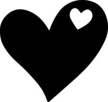 Black heart shape with smaller white heart shape inside representing love, romance, valentine's day, and positive emotions, isolated on a white background vector