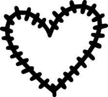 Simple graphic of a stitched heart representing heartbreak, difficult love, separation and relationship problems, perfect for Valentine's Day vector