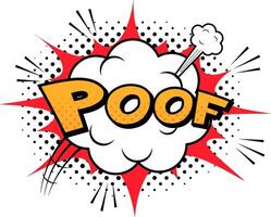 Comic sound effect poof featuring an explosion, swirling smoke, and halftone dots, enhancing comic strips, print materials, and web design projects with a playful vibe vector