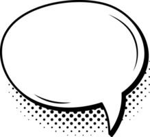 Oval empty comic speech bubble featuring a halftone shadow, inviting creative text insertion. Offering a classic backdrop, perfect for conveying any message or expression vector