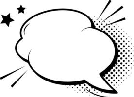 Cartoon comic style exploding speech bubble featuring stars and a halftone pattern, expressing an idea or emotion with ample white copy space for text or messages vector
