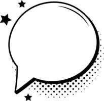 Comic speech bubble bursting with stars and halftone dots, adding a dynamic and expressive touch to comics and graphic designs, enhancing visual storytelling and communication vector