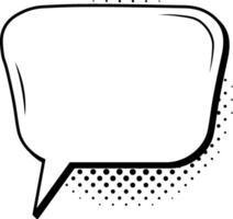 Empty rounded rectangular black and white comic speech bubble featuring halftone dots, inviting creative text for messages, conversations, or playful expressions in various designs vector