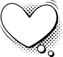 Comic heart shaped speech bubble is exploding with halftone dots and speed lines, symbolizing love, passion, and romantic feelings in a fun and expressive way vector