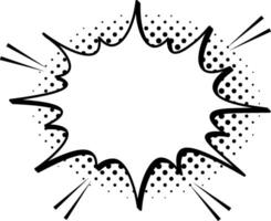 Comic explosion with halftone dots and radiating lines is creating a blank speech bubble for custom text or images, perfect for comics and graphic design projects vector