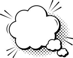 Comic explosion speech bubble is exploding with halftone dots and speed lines surrounding it, creating a dynamic and expressive visual element vector