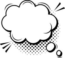 Empty thought bubble with halftone shadow and speed lines is waiting to be filled with a message, quote or idea in a comic book or graphic novel vector