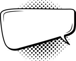 Empty comic speech bubble, outlined by a thick black border, rests over a halftone dotted background, creating a striking shadow effect that enhances visual communication vector