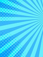 Vibrant blue backdrop with converging speed lines and halftone dots creates dynamic comic book style effect, perfect for superhero narratives or pop art designs vector
