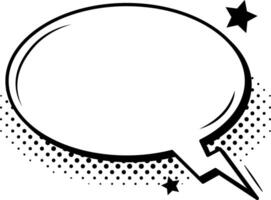 Comic speech bubble is exploding over halftone dots and stars, creating a dynamic and expressive element for storytelling and visual communication vector