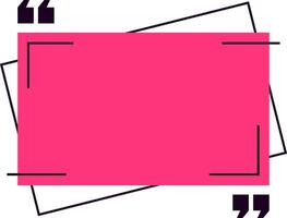 Pink quote box with black lines and quotation marks framing empty space, ideal for inserting text and creating engaging social media content or website banners vector