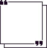Double quotation marks are framing a blank space inside a square frame with double lines, creating a simple and elegant design for quotations vector