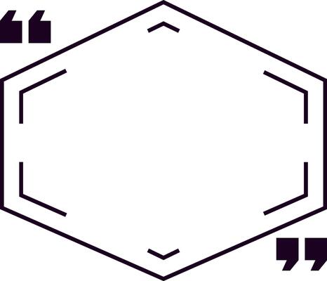 Quotation marks framing a hexagonal empty space, suggesting the act of quoting text and citing a paragraph, while providing ample copy space for creative expression