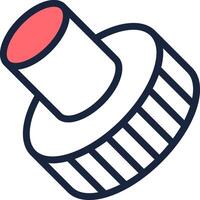 Push pin icon featuring a red tip and a striped base, symbolizing stationery and office supplies, ideal for graphic design projects related to organization, notes, and reminders vector