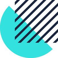 Abstract modern background with turquoise semicircle partially covered by diagonal black lines on white background creating dynamic and vibrant visual effect vector