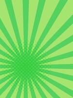 Green sunburst background spreading from halftone dots center creating a dynamic and vibrant backdrop, perfect for comic books, posters or graphic design projects vector
