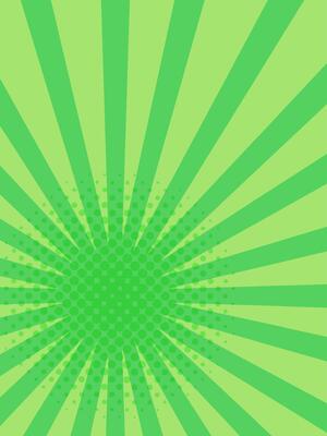 Green sunburst background spreading from halftone dots center creating a dynamic and vibrant backdrop, perfect for comic books, posters or graphic design projects