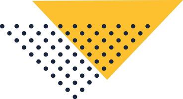 Minimalist abstract background with a yellow triangle partially covering a bigger triangle made of dark blue dots over a white background, creating a modern and stylish composition vector