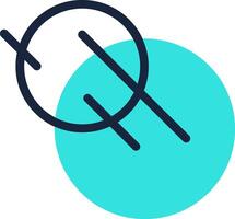 Simple graphic composition with a circle and two lines intersecting a turquoise circle, conveying a sense of balance and modernity, suitable for various design projects vector