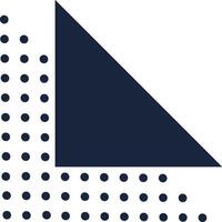 Minimalist graphic design featuring a large dark blue triangle partially obscuring a white background with evenly spaced dark blue dots, creating a sense of balance and contrast vector