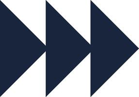 Three dark blue triangles are pointing to the right, creating the familiar shape of a play button, symbolizing the start of media playback or a forward action vector