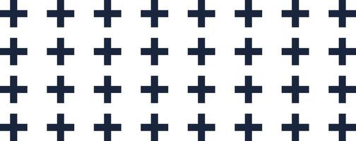 Seamless geometric pattern with dark blue crosses evenly spaced on a white background, creating a simple and minimalist design suitable for various backgrounds and textures vector