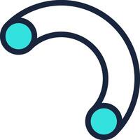 Curved connection linking two cyan circles with a dark stroke, representing a network, data transfer, or abstract connection on a white background vector