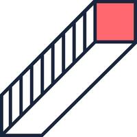 Minimalist illustration featuring a striped rectangular prism extending diagonally. Its top surface highlighted in red. Creating a sense of depth and perspective against a clean white backdrop vector