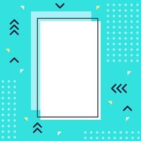 White frame featuring a turquoise background adorned with geometric shapes like arrows, triangles, and dots, creating a modern and vibrant design for various graphics vector