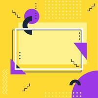 Vibrant geometric shapes and patterns form a dynamic composition with a central white frame, offering space for text or design elements, ideal for various graphics vector