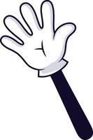Cartoon hand waving gesture with five fingers extended, symbolizing greeting, farewell, or acknowledgment, ideal for illustrations, animations, and children's projects vector