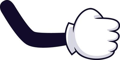 Cartoon arm featuring a clenched fist wearing a glove, making a gesture that suggests grabbing something, set against a clean white background for emphasis vector