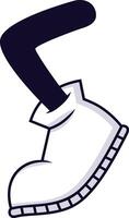 Cartoon leg sporting a white boot, taking a confident step forward, featuring a simple outlined illustration on a clean white background, exuding a playful and whimsical vibe vector