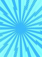Converging lines and dots create a dynamic backdrop in vibrant light blue, ideal for comic strips or superhero themed designs, radiating energy and excitement vector