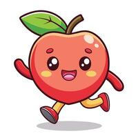 a cartoon apple running with vector
