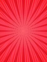 Red zoom lines and halftone dots converging to the center creating a vibrant and dynamic backdrop, ideal for comic books, graphic design, or any project needing a touch of vintage energy vector