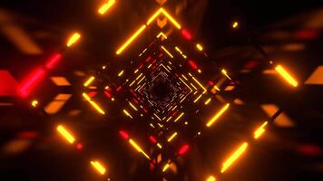 Red and Orange Bright Infinity Neon Abstract Corridor Background VJ Loop I 4K video