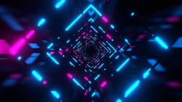Pink and Light Blue Bright Infinity Neon Abstract Corridor Background VJ Loop I 4K video