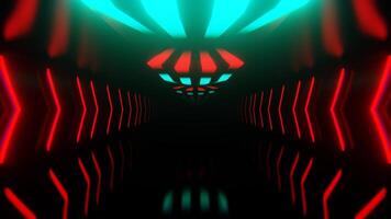 Red and Turquoise Neon Dark Infinity Corridor Background VJ Loop I 4K video