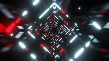 Red and White Bright Infinity Neon Abstract Corridor Background VJ Loop I 4K video