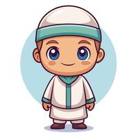 muslim boy in traditional background vector